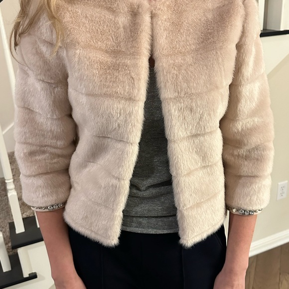 NWT Ted Baker Gillen faux fur cropped jacket (light pink) - Picture 3 of 12